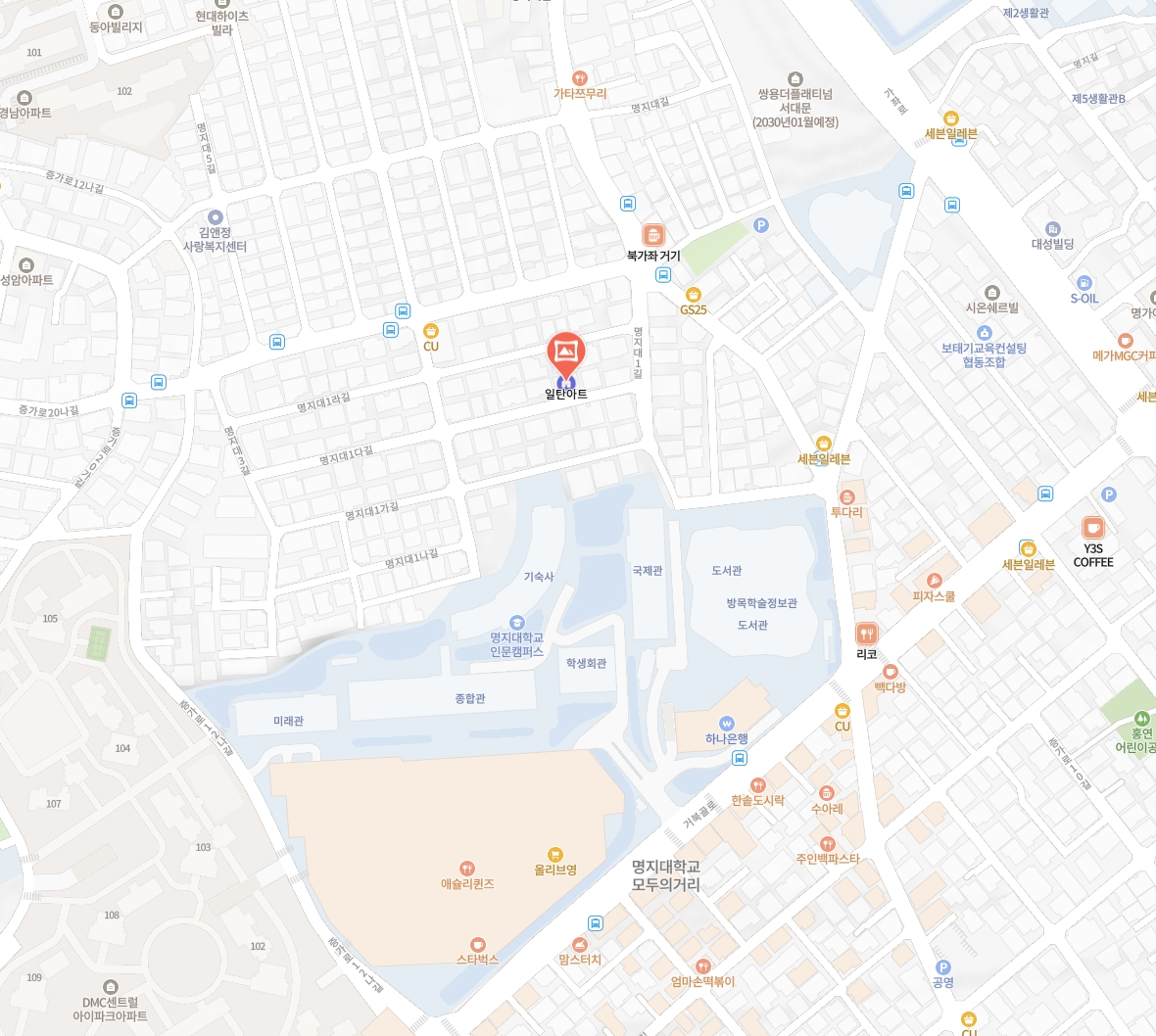 일탄아트 작업실 위치를 표시한 지도