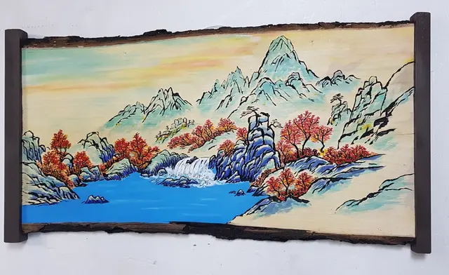 서각산수화 — 캘리서각 작품