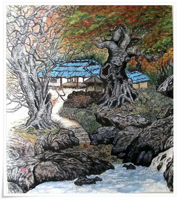 가을고목 — 한국화 작품
