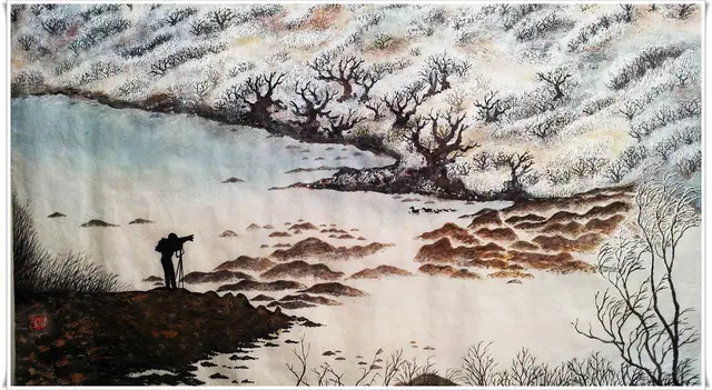설꽃 — 한국화 작품